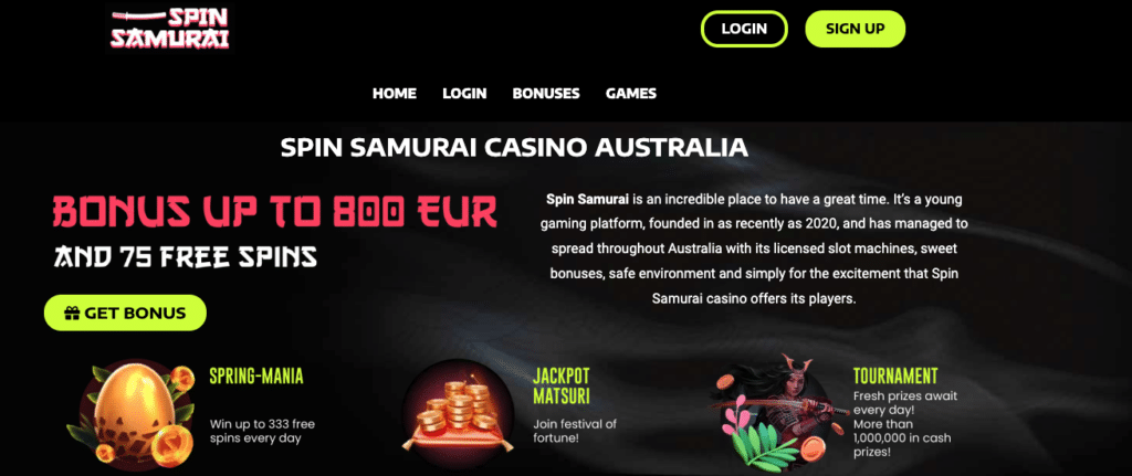 Spin Samurai Front Page - Bettingsidor Med Zimpler