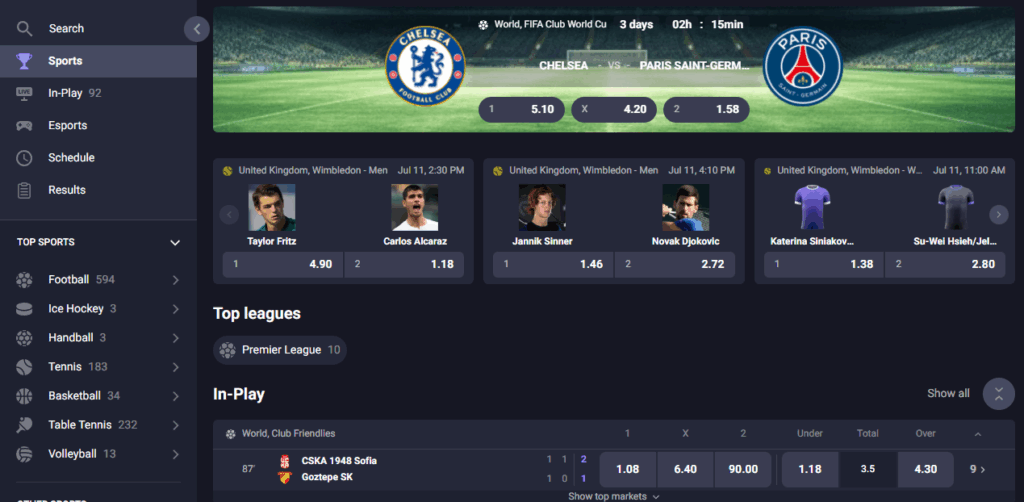 Wino casino sport och odds layout