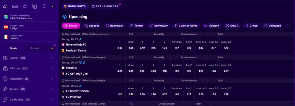 Cipher Wins Casino sport och odds layout